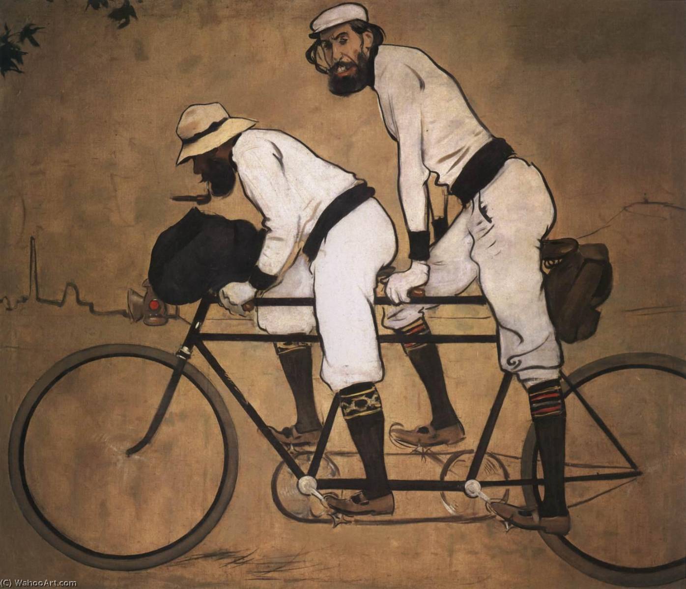 Wikioo.org - The Encyclopedia of Fine Arts - Painting, Artwork by Ramon Casas Carbó - Ramón Casas and Pere Romeu on a Tandem