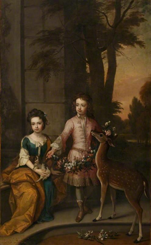 Wikioo.org - The Encyclopedia of Fine Arts - Painting, Artwork by Godfrey Kneller - Lionel Sackville, 1st Duke of Dorset, and His Sister Mary Sackville, as Children