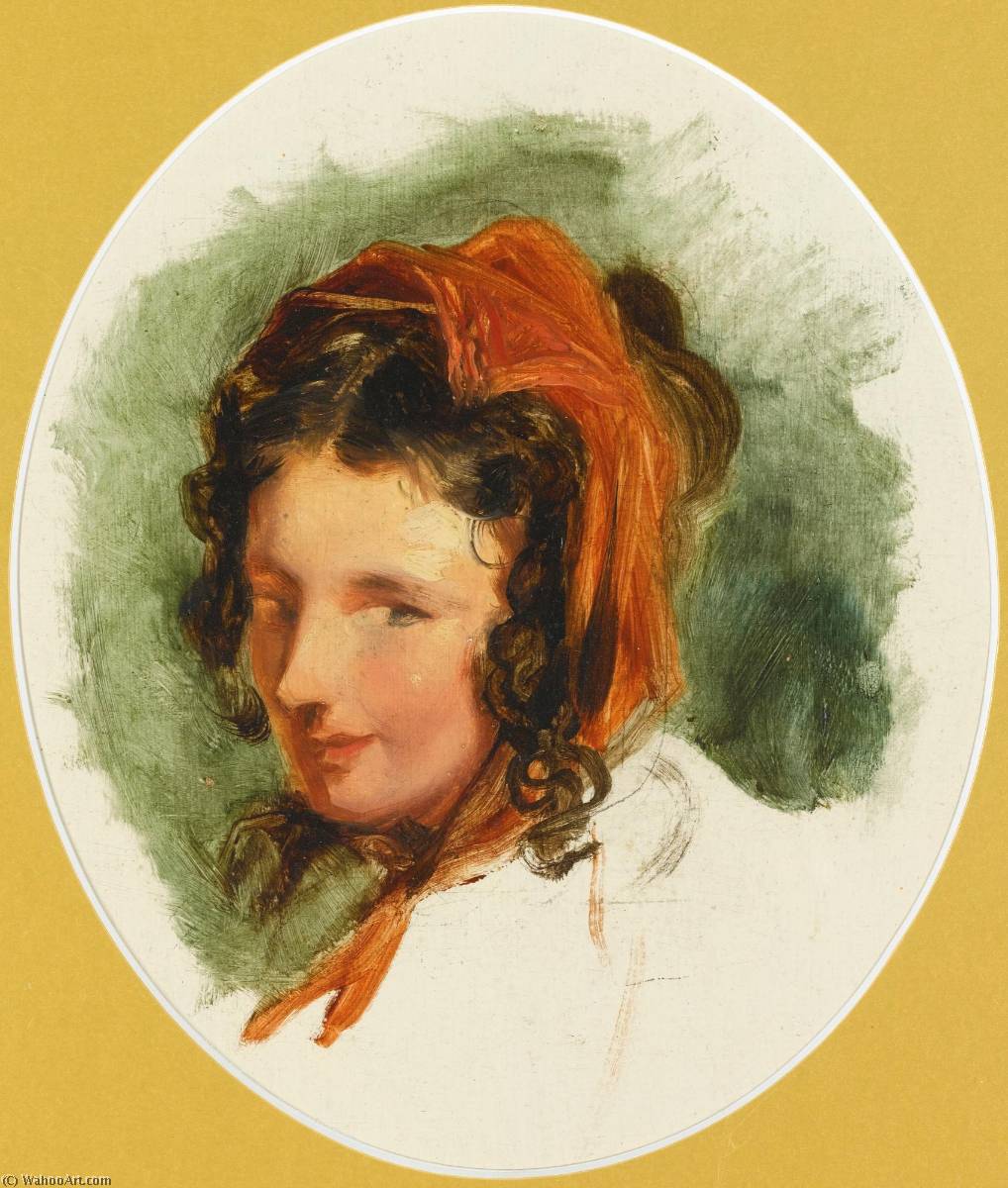 Wikioo.org - The Encyclopedia of Fine Arts - Painting, Artwork by Edwin Henry Landseer - Head study of a girl, possibly Lady Louisa Russell (1812 1905)