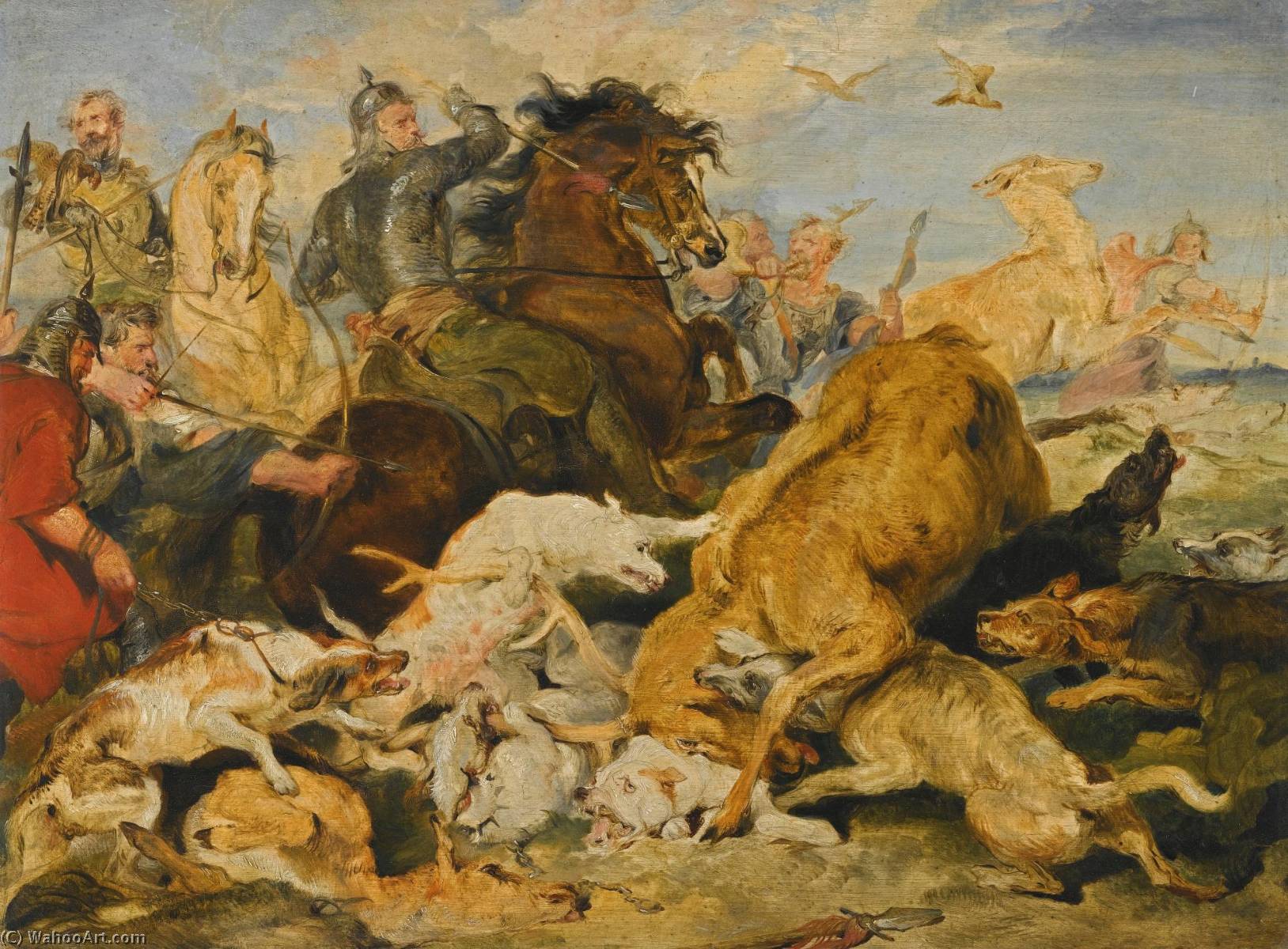 Wikioo.org - The Encyclopedia of Fine Arts - Painting, Artwork by Edwin Henry Landseer - The Hunting of Chevy Chase