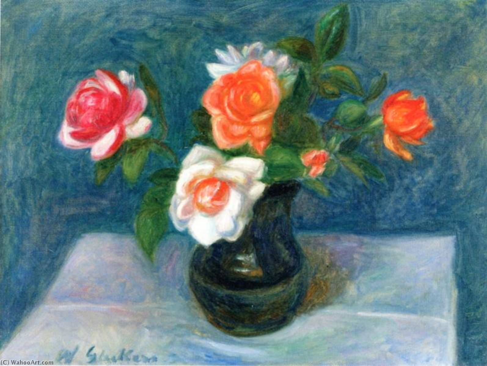 Wikioo.org - The Encyclopedia of Fine Arts - Painting, Artwork by William James Glackens - Flowers on a Table