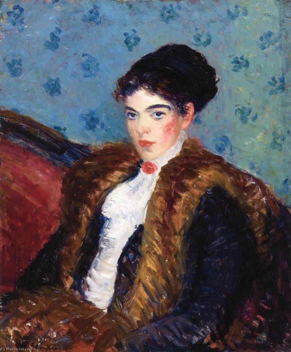 WikiOO.org - Enciclopedia of Fine Arts - Pictura, lucrări de artă William James Glackens - Girl with Fox Furs