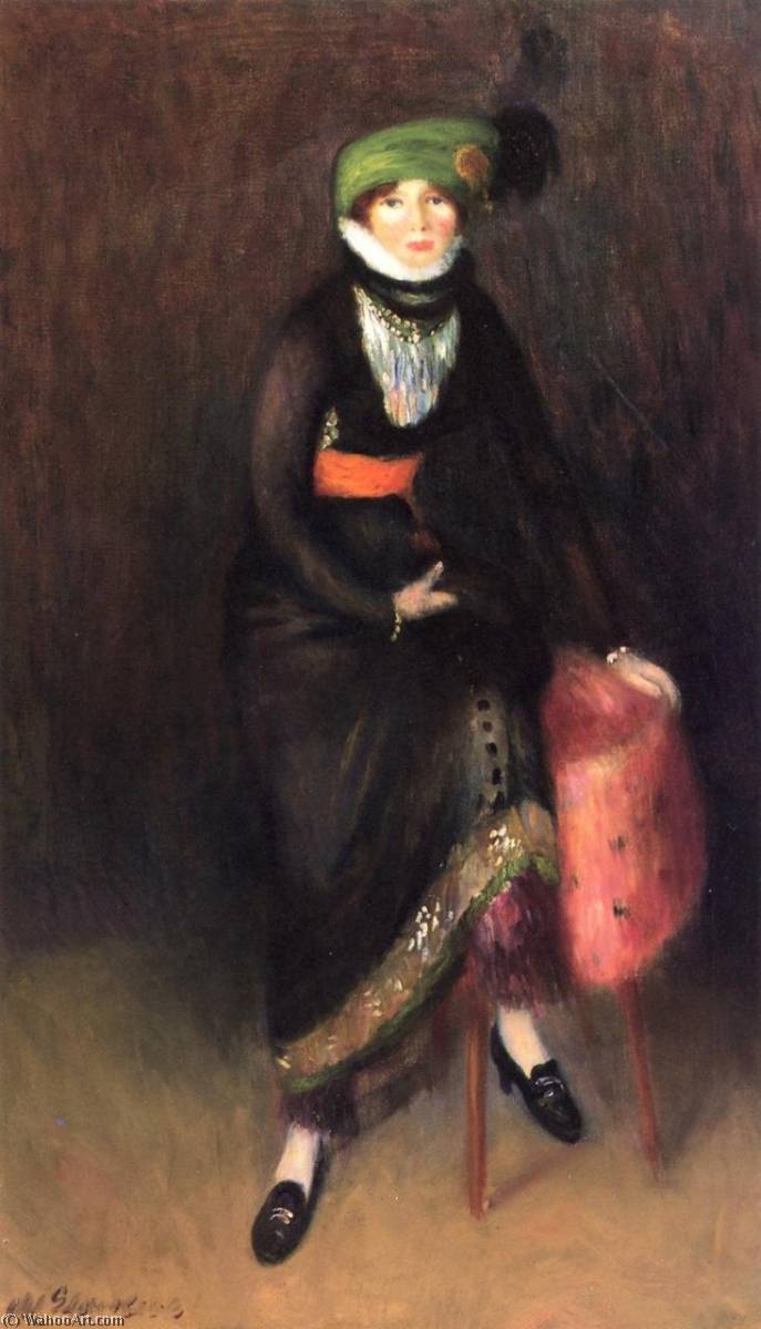 WikiOO.org - Encyclopedia of Fine Arts - Maalaus, taideteos William James Glackens - The Green Bonnet