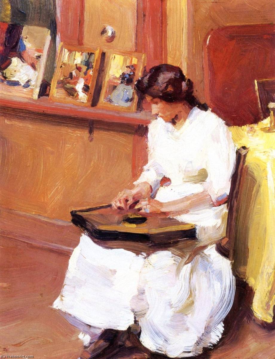 Wikioo.org - The Encyclopedia of Fine Arts - Painting, Artwork by William James Glackens - Girl with Zither