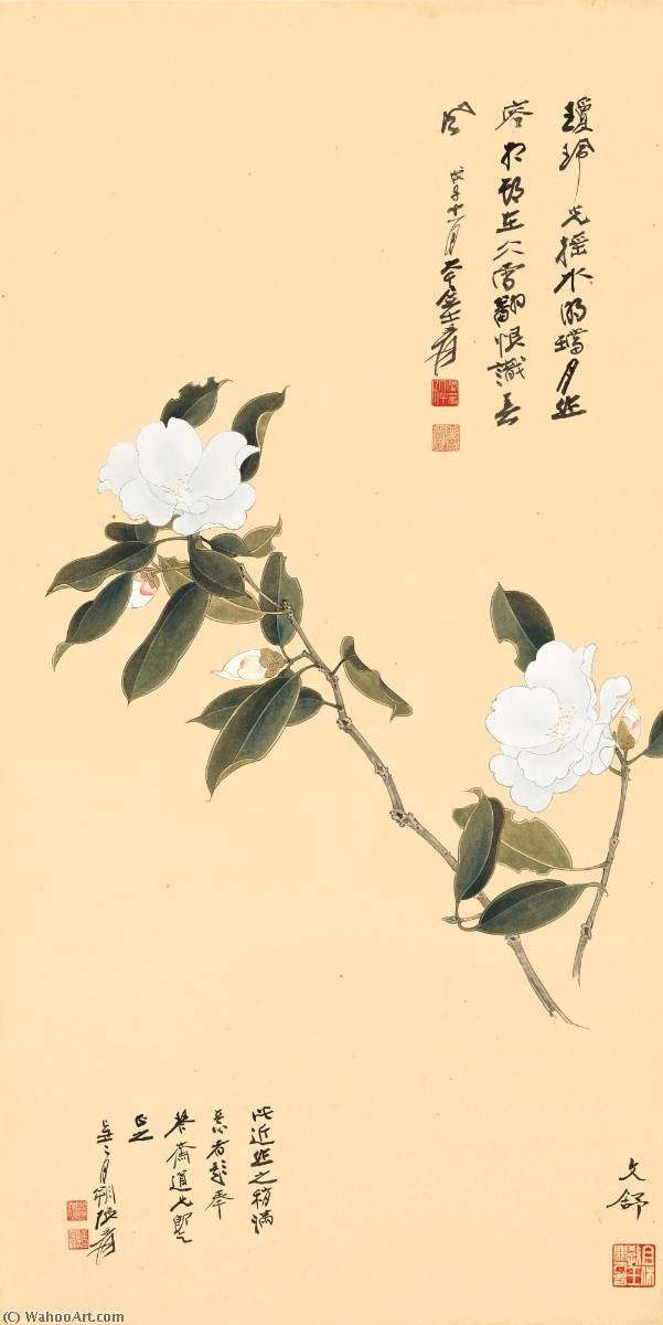 Wikioo.org - The Encyclopedia of Fine Arts - Painting, Artwork by Zhang Daqian - White Camellia