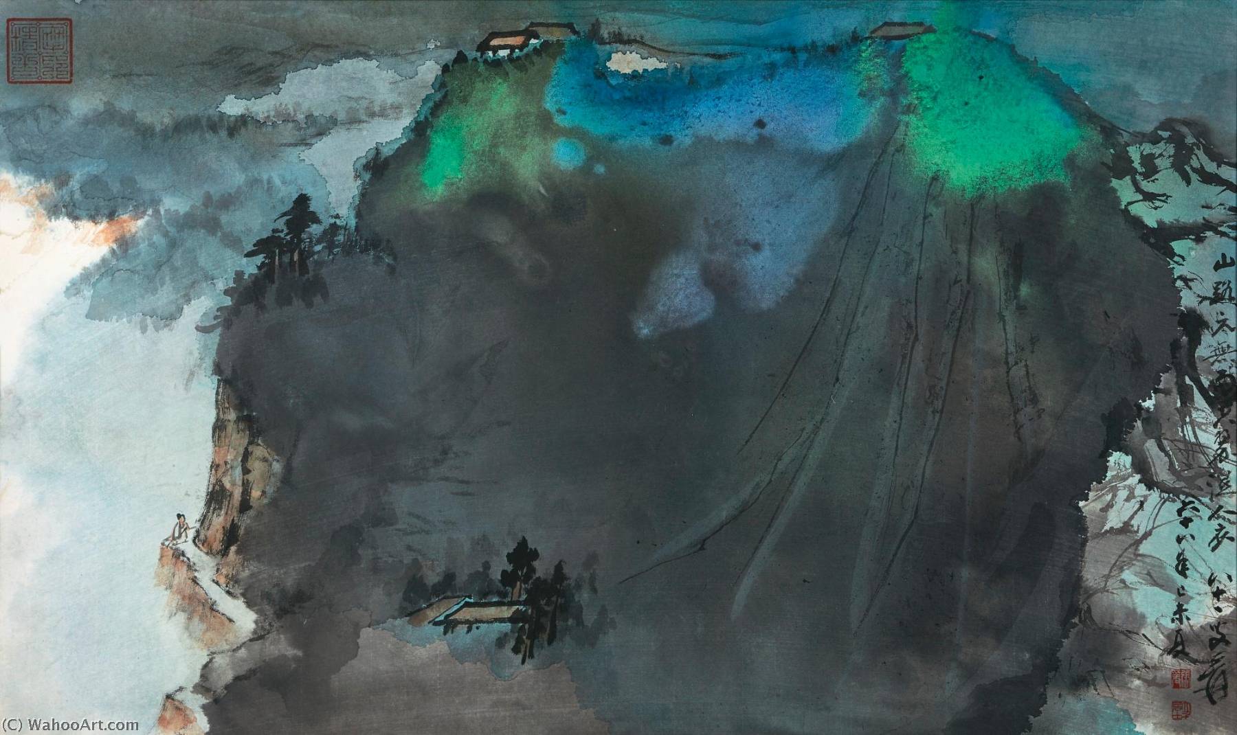 WikiOO.org - Encyclopedia of Fine Arts - Lukisan, Artwork Zhang Daqian - Summer Mountains in the Clouds