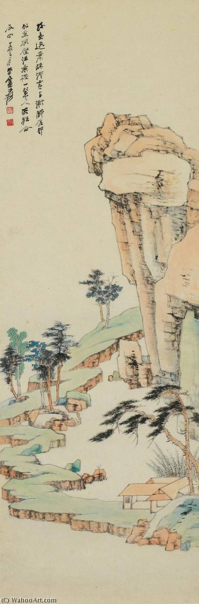 WikiOO.org - Encyclopedia of Fine Arts - Maľba, Artwork Zhang Daqian - CLEAR POND SURROUND BY TREES