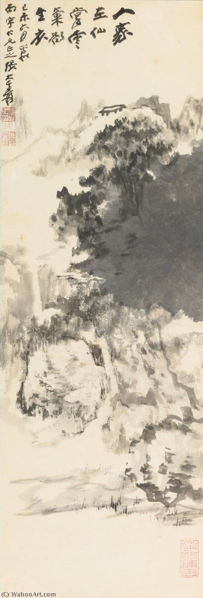 WikiOO.org - Encyclopedia of Fine Arts - Lukisan, Artwork Zhang Daqian - MISTY LANDSCAPE