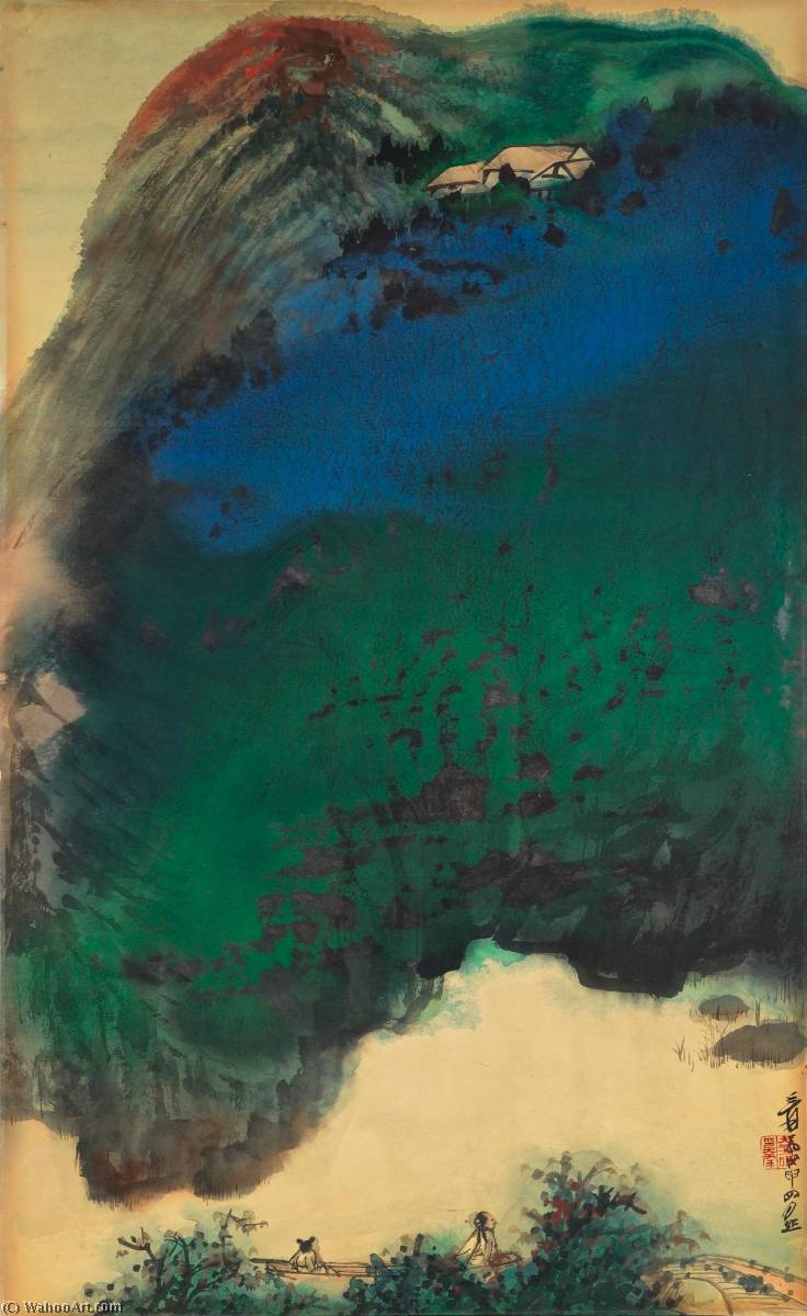 WikiOO.org - Encyclopedia of Fine Arts - Maleri, Artwork Zhang Daqian - Landscape in Afterglow