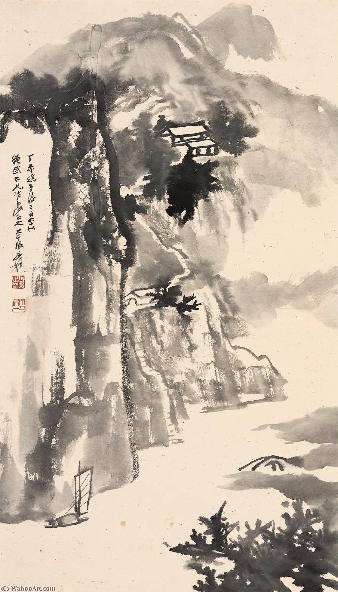 WikiOO.org - Encyclopedia of Fine Arts - Lukisan, Artwork Zhang Daqian - SAILING BETWEEN THE GORGES
