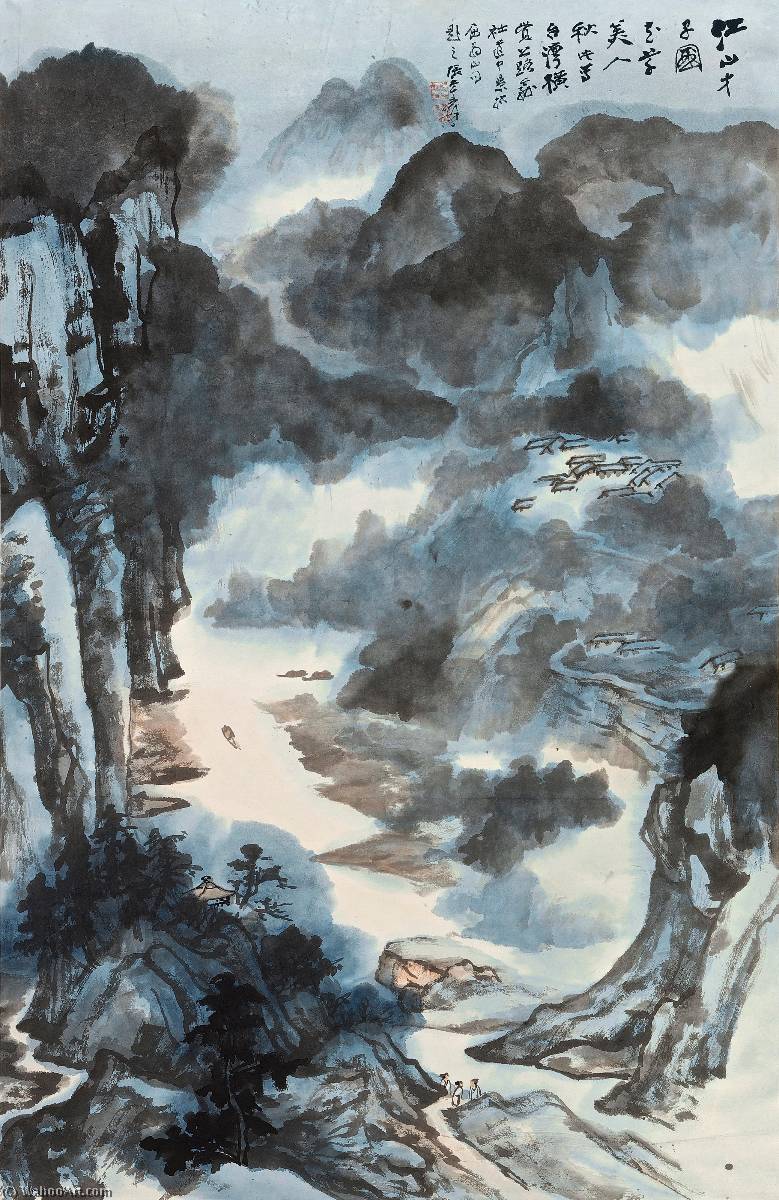 Wikioo.org - The Encyclopedia of Fine Arts - Painting, Artwork by Zhang Daqian - CROSS ISLAND HIGHWAY IN TAIWAN