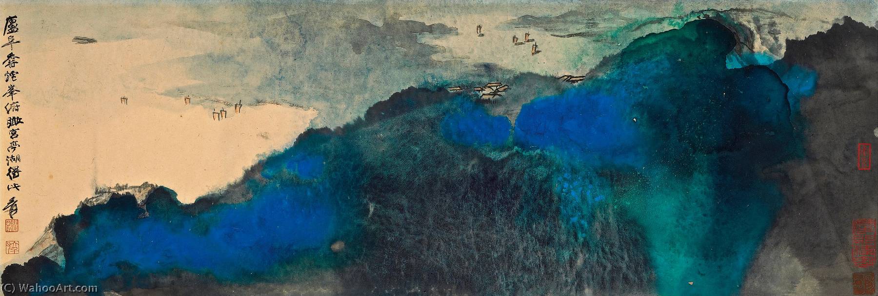 WikiOO.org - Encyclopedia of Fine Arts - Lukisan, Artwork Zhang Daqian - OVERLOOKING THE LAKE