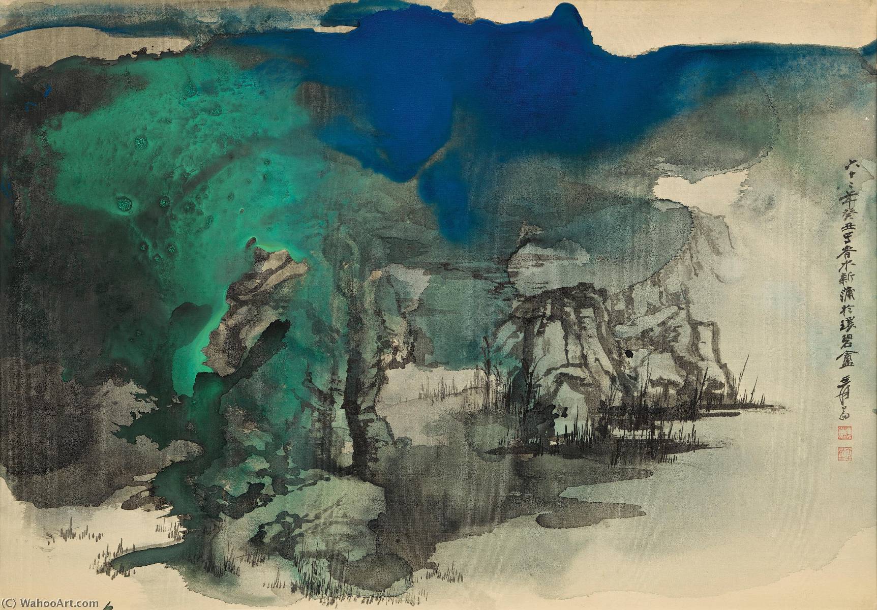 Wikioo.org - The Encyclopedia of Fine Arts - Painting, Artwork by Zhang Daqian - SPRING LANDSCAPE