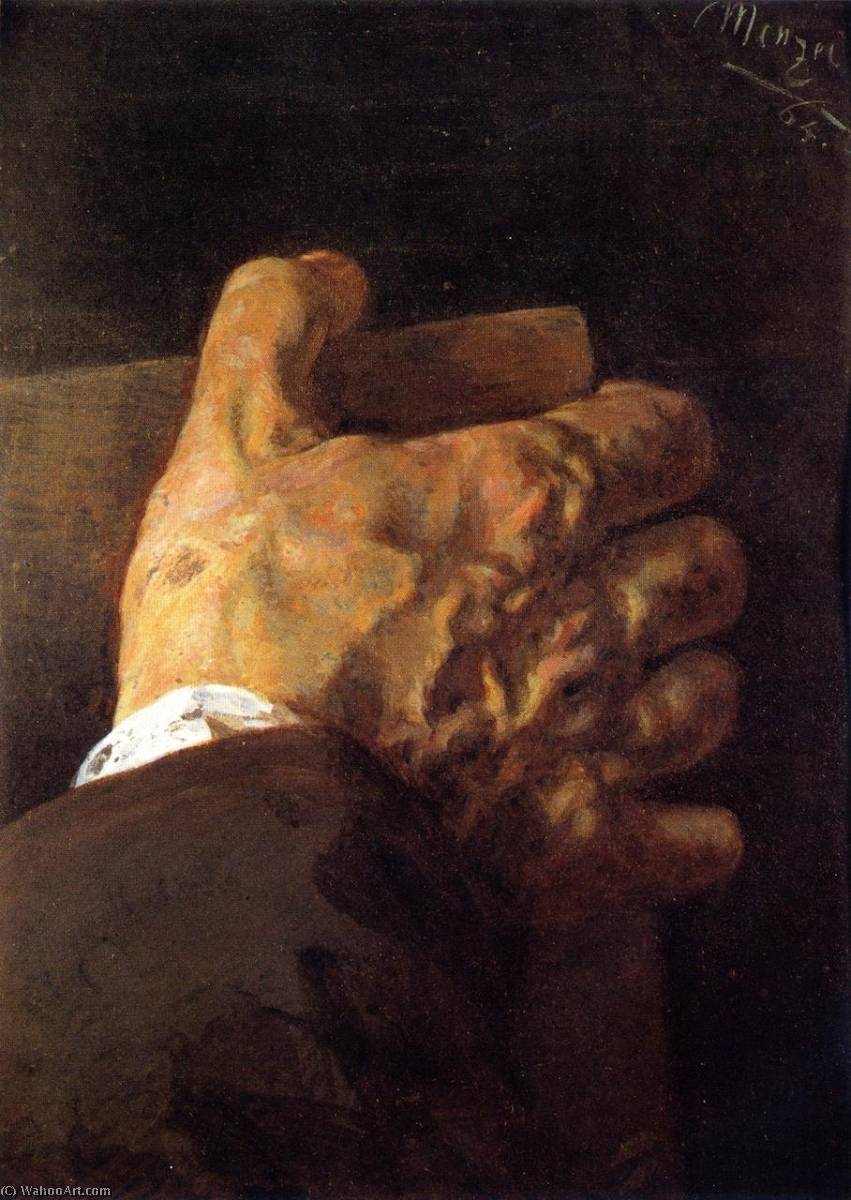 Wikioo.org – L'Enciclopedia delle Belle Arti - Pittura, Opere di Adolph Menzel - a mano holding a libro