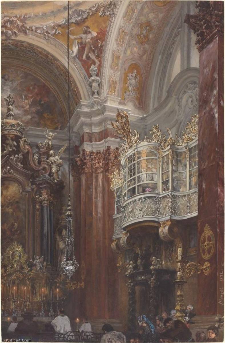 Wikioo.org - The Encyclopedia of Fine Arts - Painting, Artwork by Adolph Menzel - The Interior of the Jacobskirche at Innsbruck
