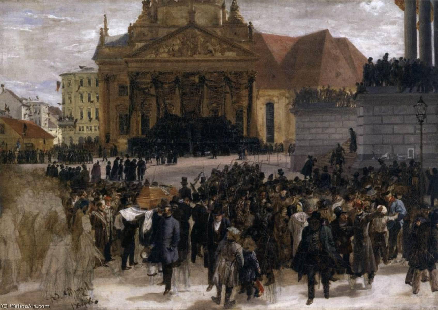 Wikioo.org - The Encyclopedia of Fine Arts - Painting, Artwork by Adolph Menzel - Victims of the March Revolution in Berlin Lying in State