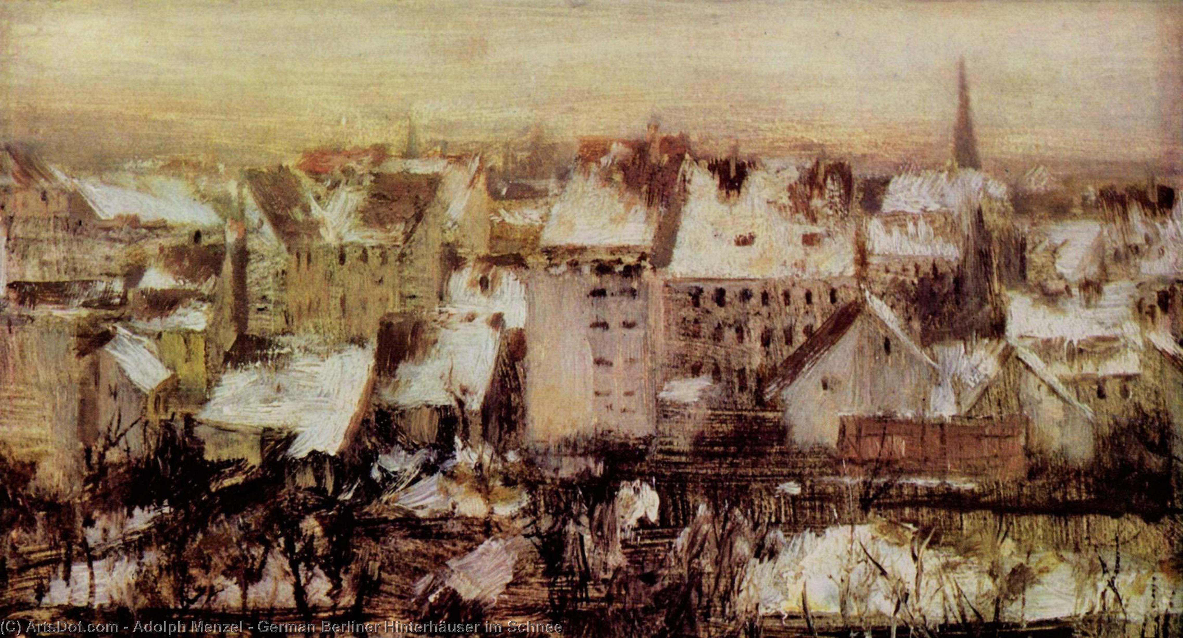 WikiOO.org - Encyclopedia of Fine Arts - Målning, konstverk Adolph Menzel - German Berliner Hinterhäuser im Schnee
