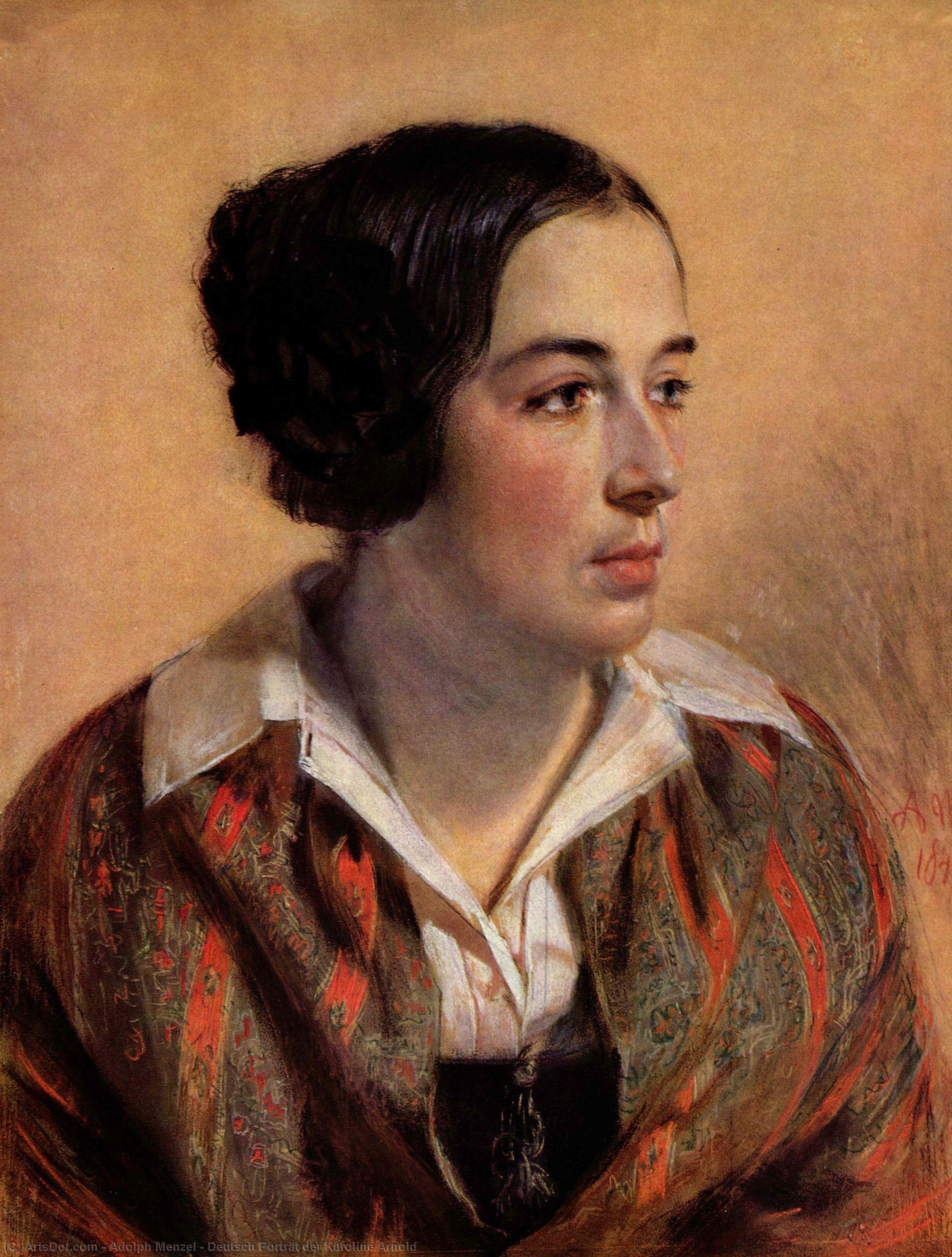 WikiOO.org - Encyclopedia of Fine Arts - Lukisan, Artwork Adolph Menzel - Deutsch Porträt der Karoline Arnold