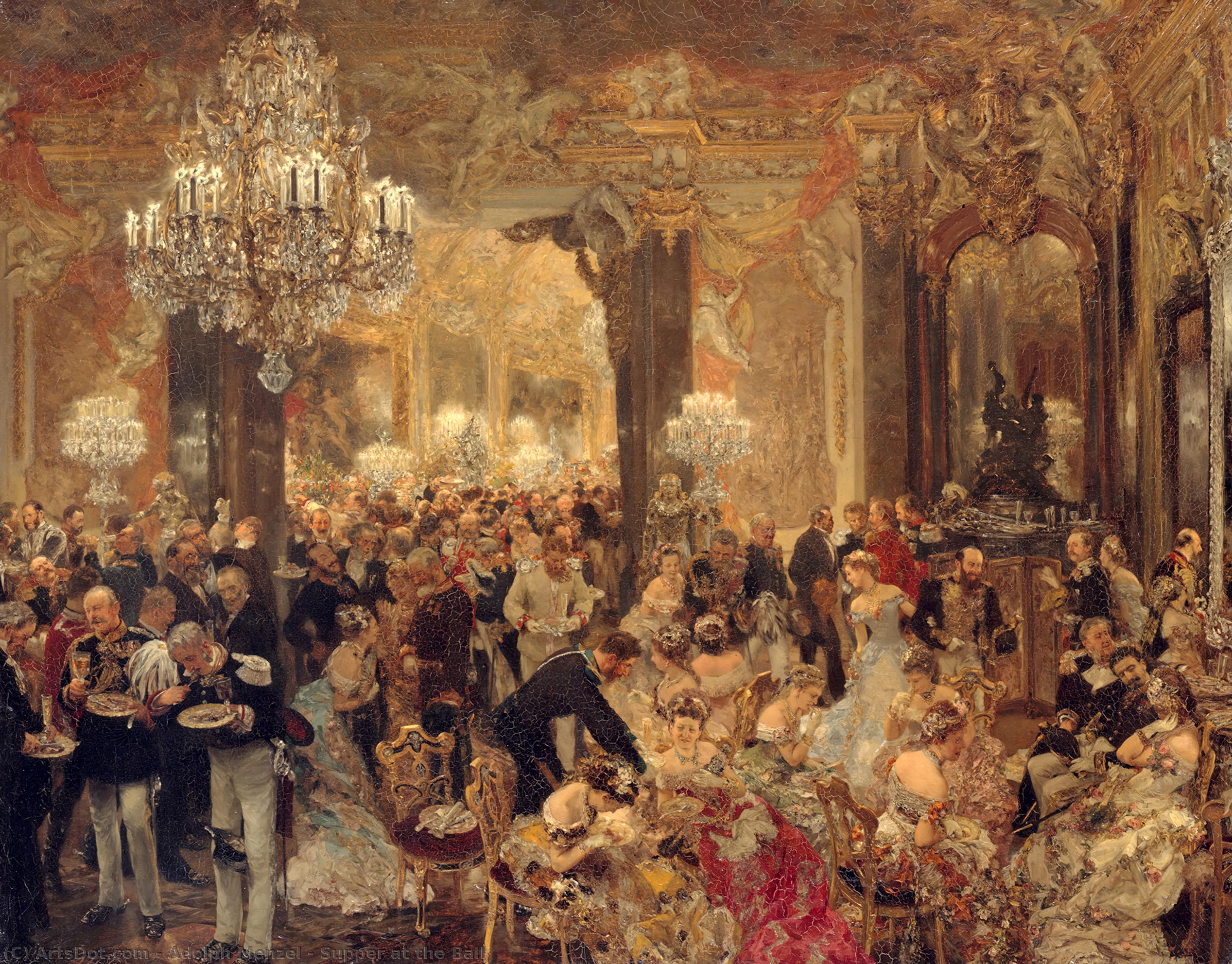 WikiOO.org – 美術百科全書 - 繪畫，作品 Adolph Menzel - 晚饭 在  的  球