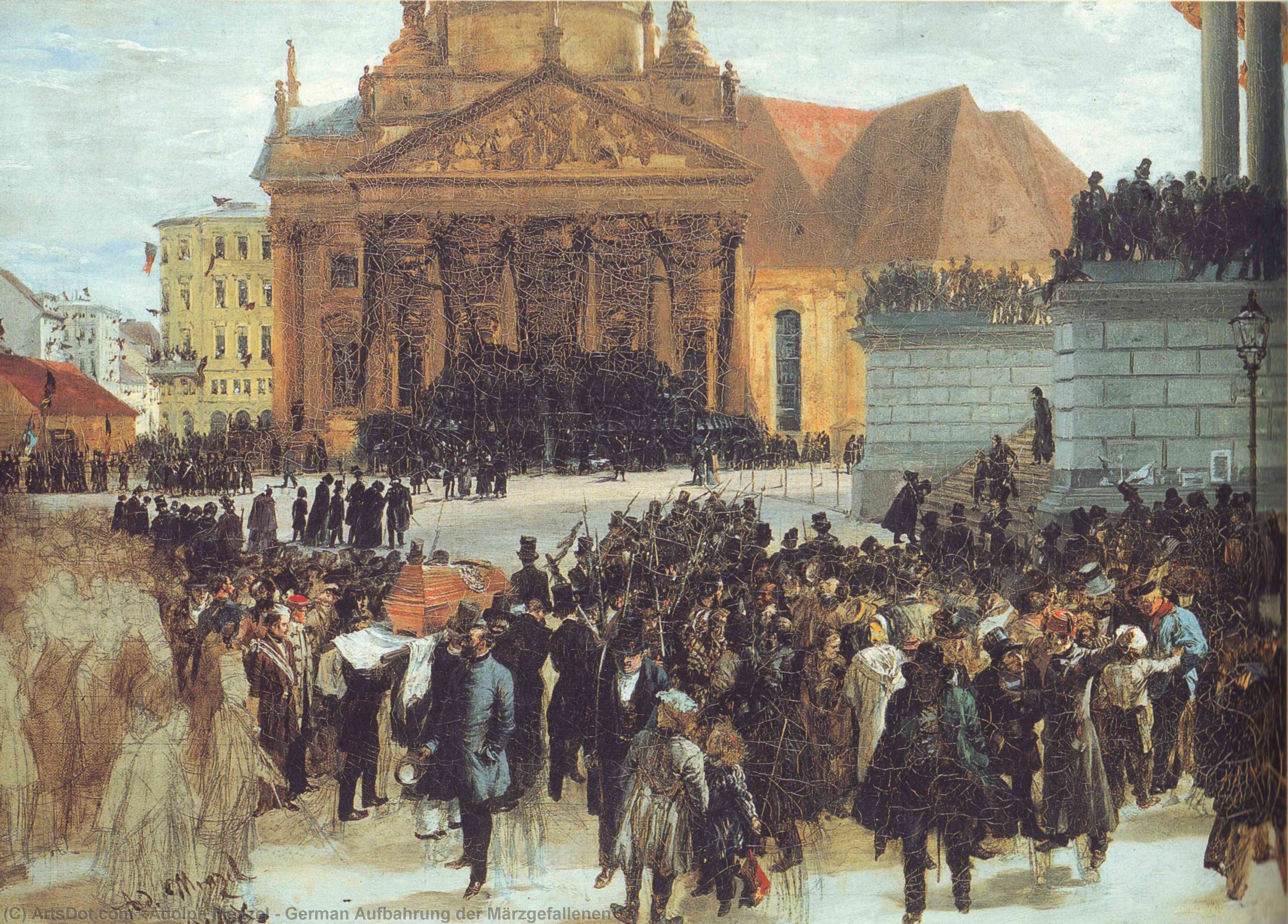 WikiOO.org - Encyclopedia of Fine Arts - Maleri, Artwork Adolph Menzel - German Aufbahrung der Märzgefallenen