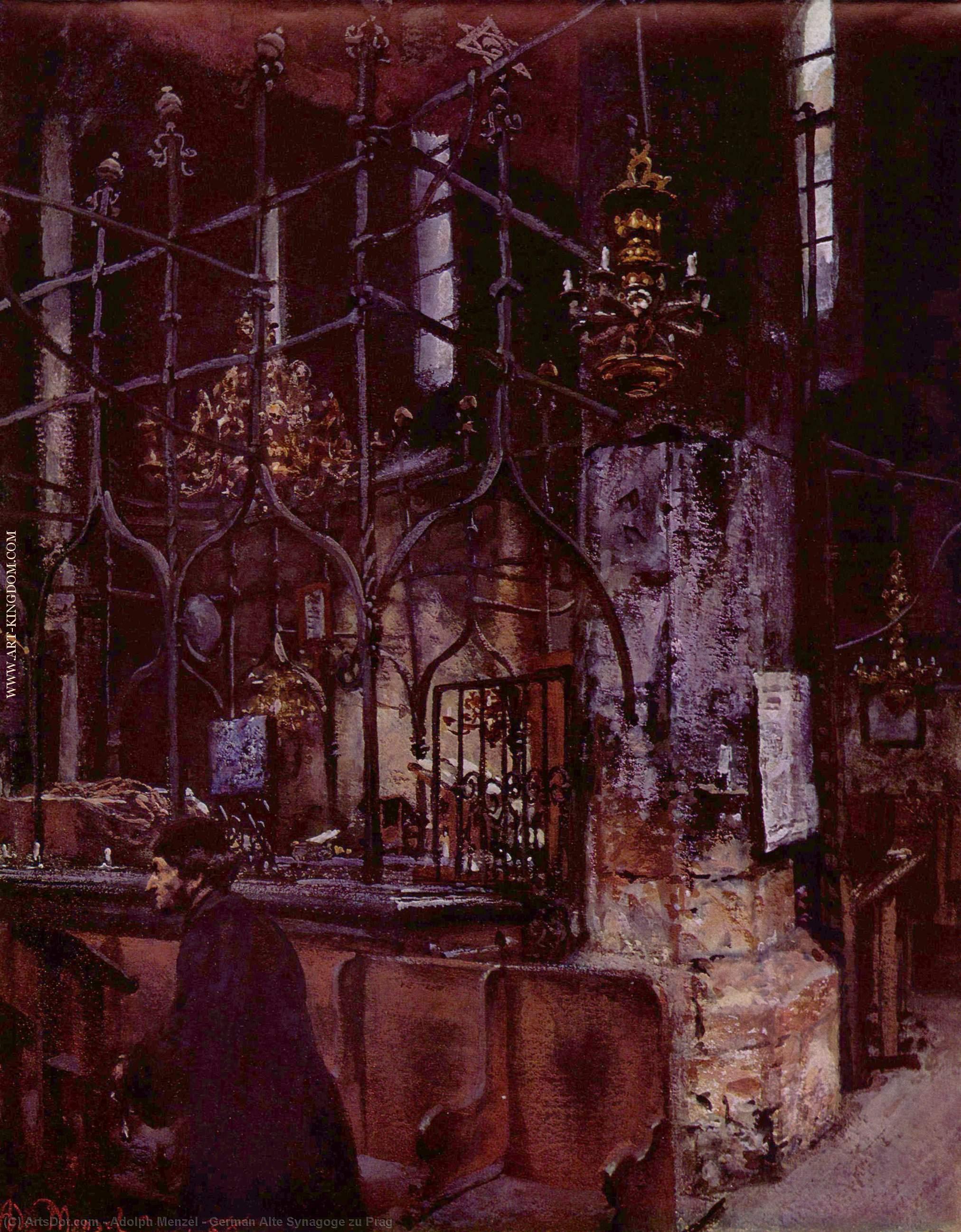 Wikioo.org - The Encyclopedia of Fine Arts - Painting, Artwork by Adolph Menzel - German Alte Synagoge zu Prag