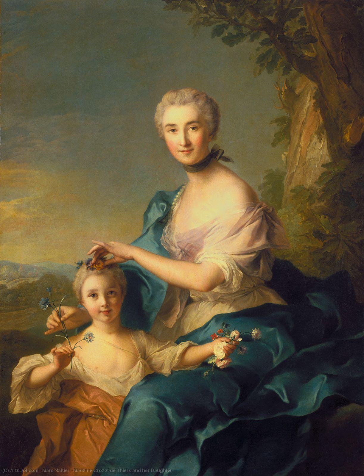 Wikioo.org - The Encyclopedia of Fine Arts - Painting, Artwork by Marc Nattier - Madame Crozat de Thiers and her Daughter