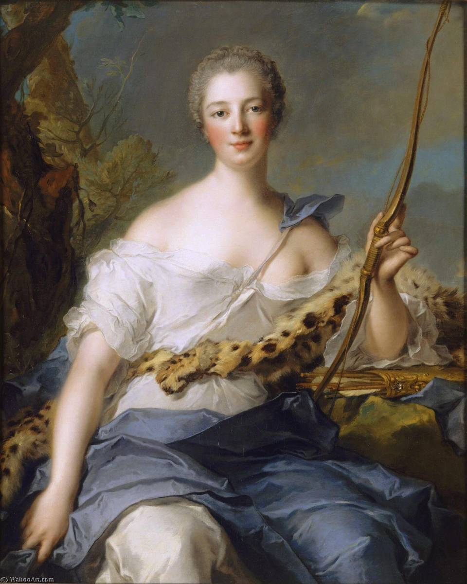 WikiOO.org - Εγκυκλοπαίδεια Καλών Τεχνών - Ζωγραφική, έργα τέχνης Marc Nattier - Jeanne Antoinette Poisson, Marquise de Pompadour, as Diana the Huntress
