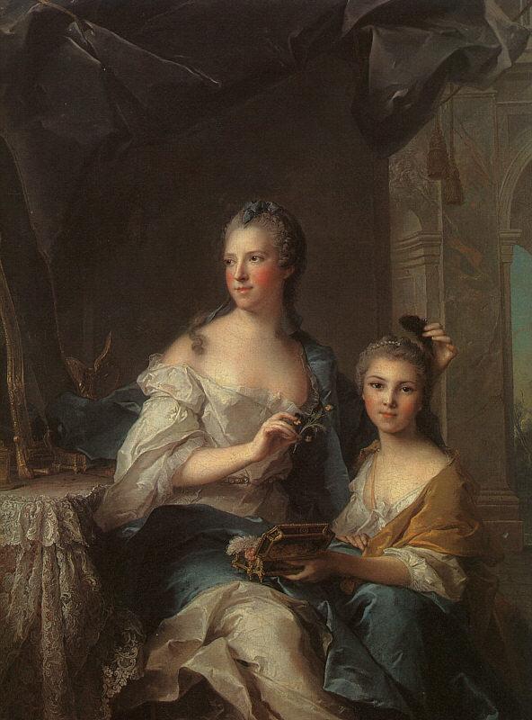 Wikioo.org - The Encyclopedia of Fine Arts - Painting, Artwork by Marc Nattier - Madame Marsollier and her Daughter