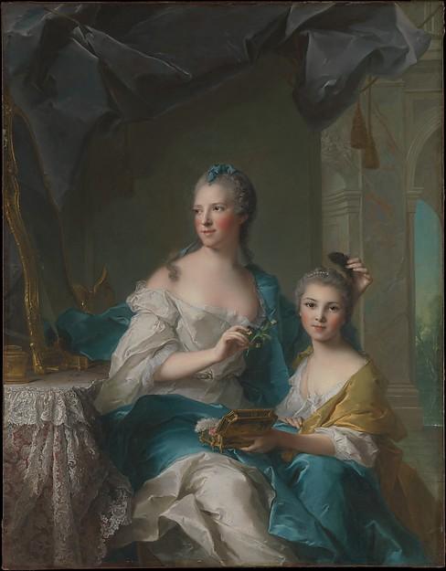 Wikioo.org - The Encyclopedia of Fine Arts - Painting, Artwork by Marc Nattier - Madame Marsollier and Her Daughter