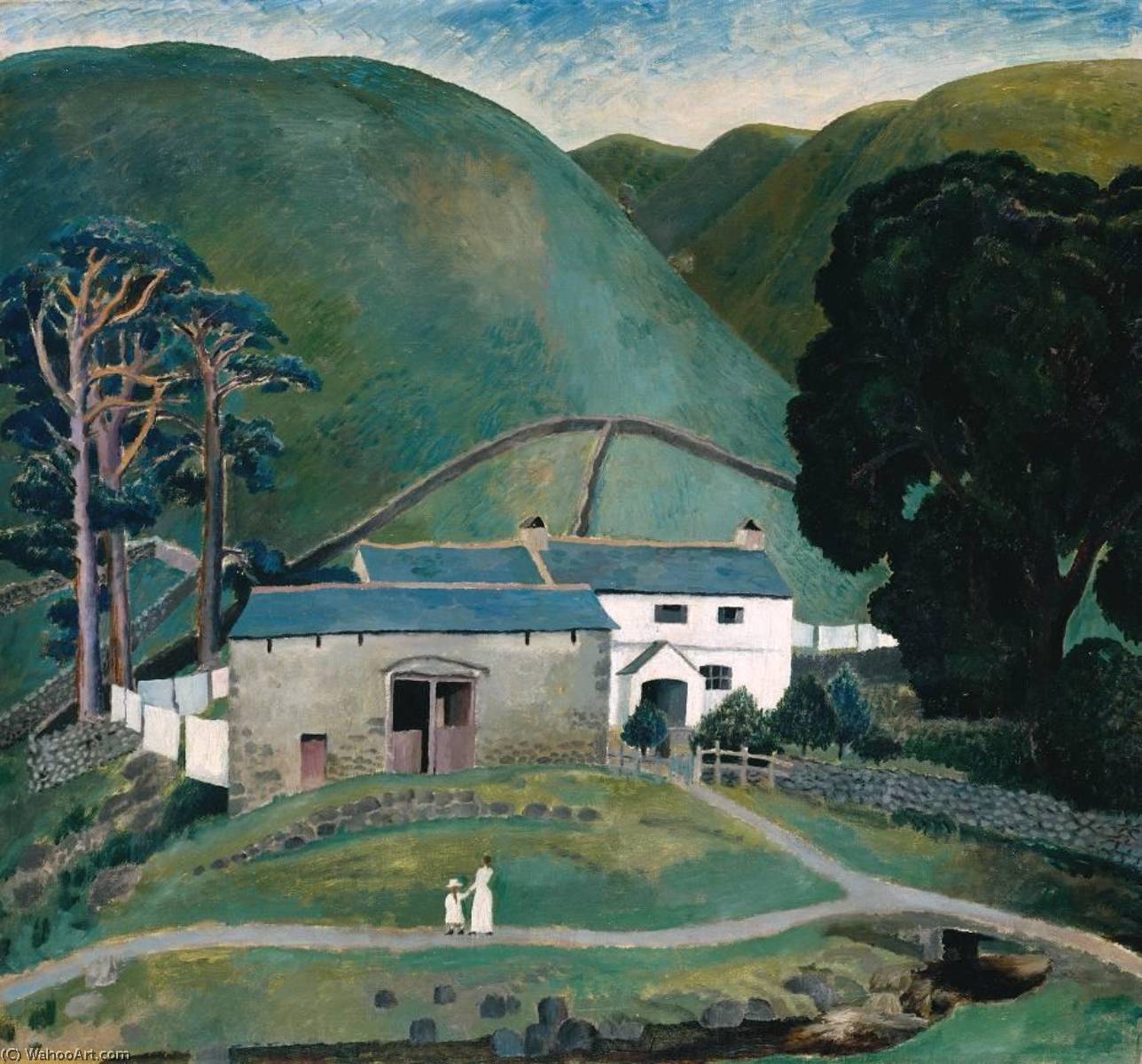 WikiOO.org - Encyclopedia of Fine Arts - Maleri, Artwork Dora De Houghton Carrington - Farm at Watendlath