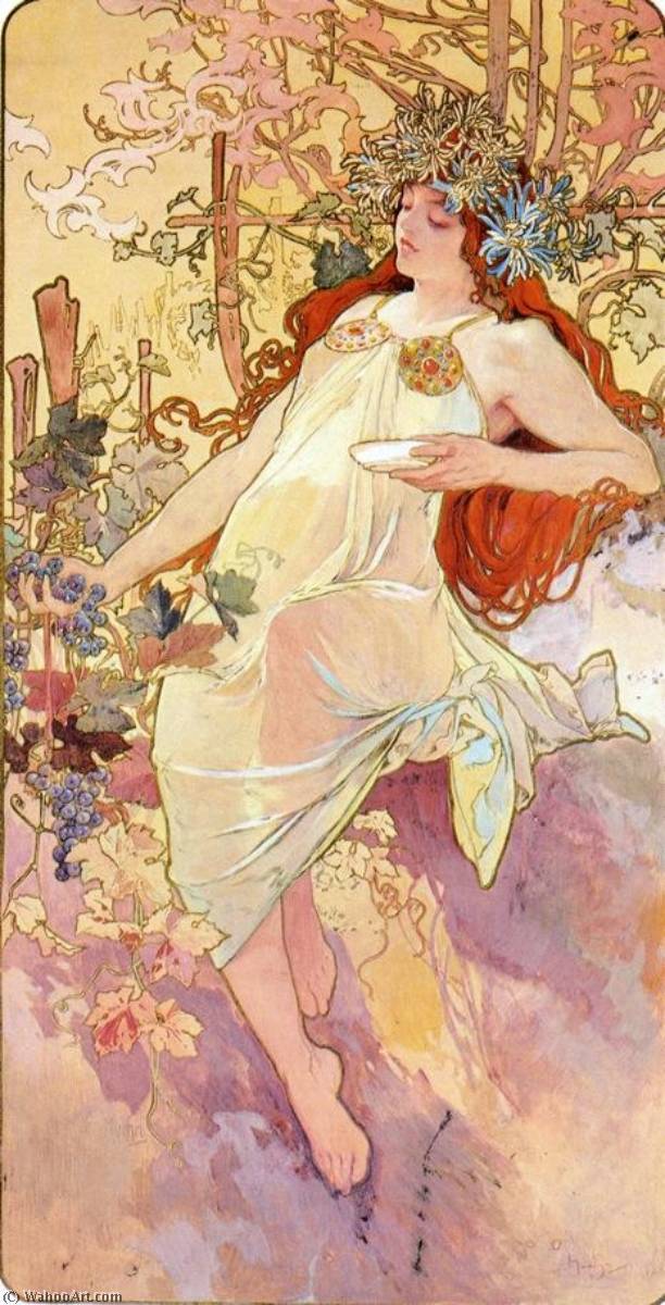 Wikioo.org - The Encyclopedia of Fine Arts - Painting, Artwork by Alfons Maria Mucha - The Four Seasons Fall