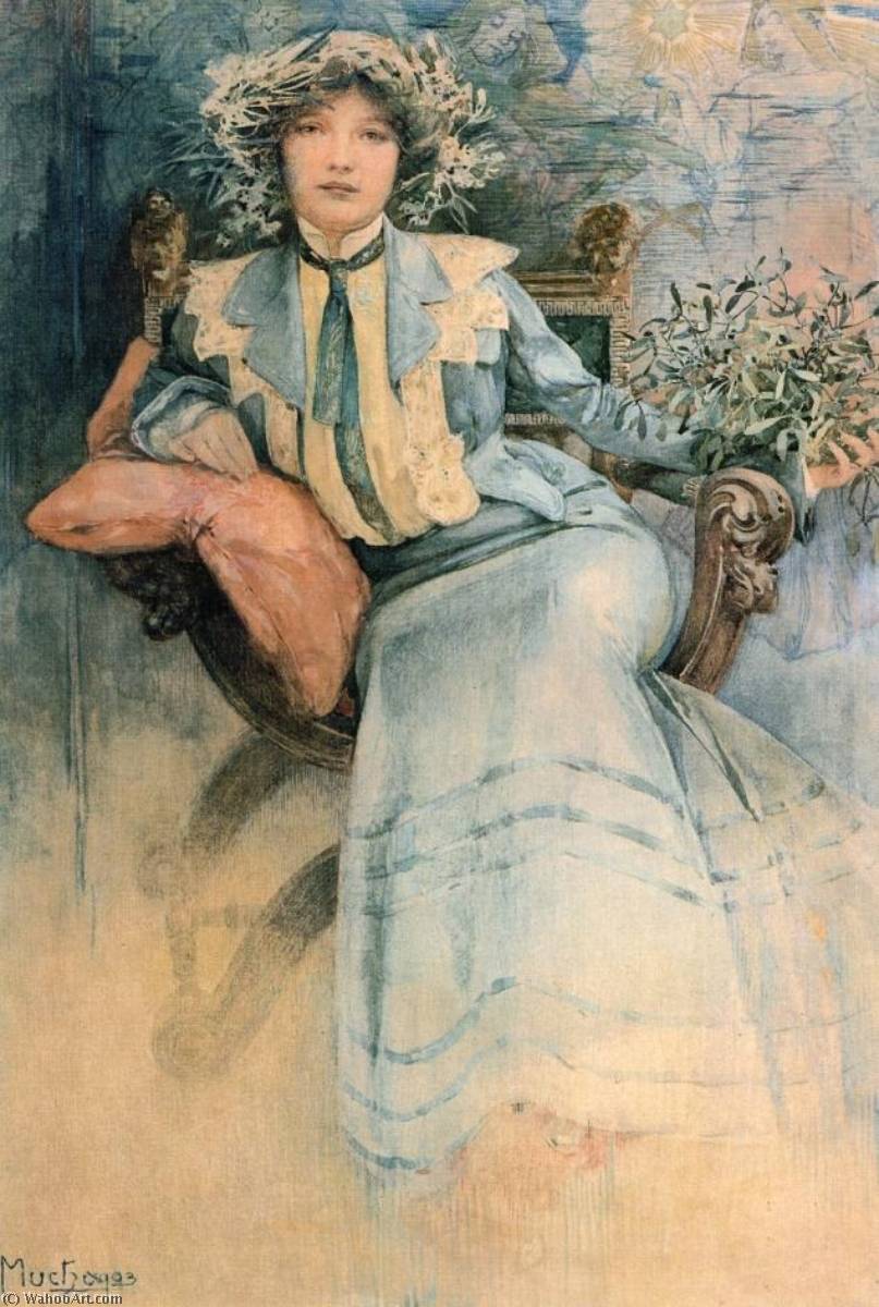 Wikioo.org - สารานุกรมวิจิตรศิลป์ - จิตรกรรม Alfons Maria Mucha - Mistletoe Portrait of Mme. Mucha