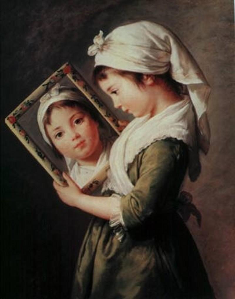 WikiOO.org - Encyclopedia of Fine Arts - Maleri, Artwork Elisabeth-Louise Vigée-Lebrun - Julie Le Brun with a mirror