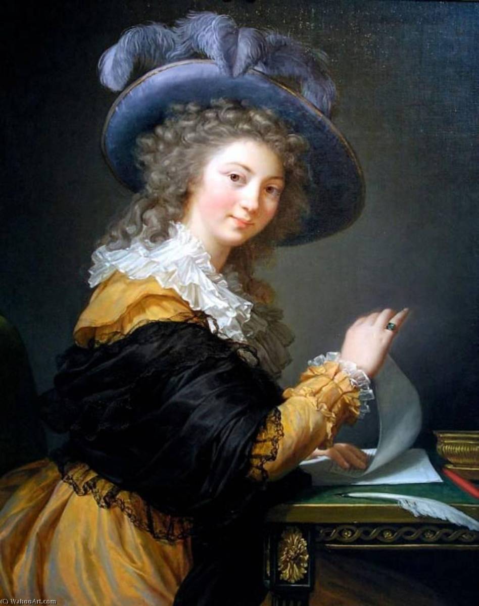 Wikioo.org - The Encyclopedia of Fine Arts - Painting, Artwork by Elisabeth-Louise Vigée-Lebrun - Lady Folding a Letter