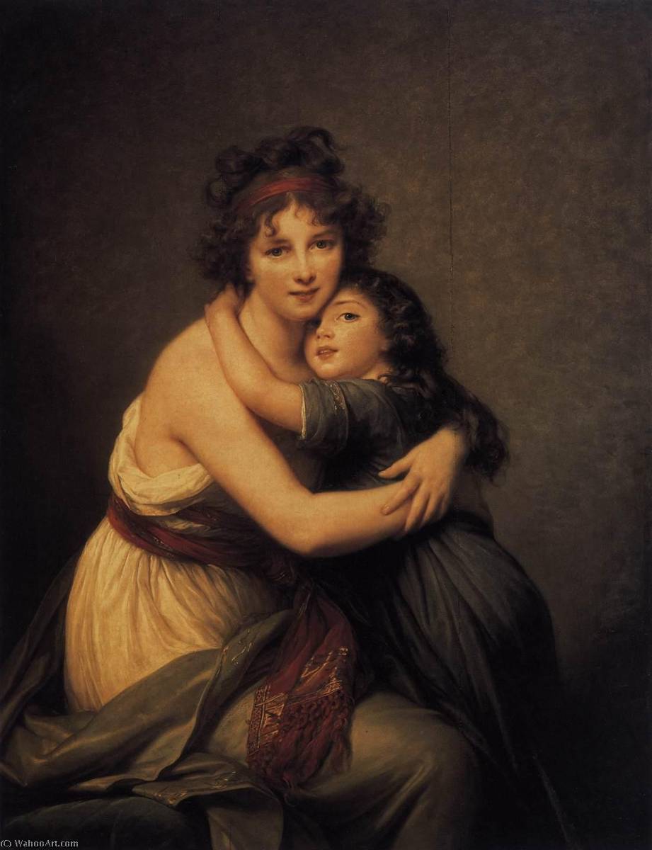 Wikioo.org - The Encyclopedia of Fine Arts - Painting, Artwork by Elisabeth-Louise Vigée-Lebrun - Self Portrait with Her Daughter, Julie