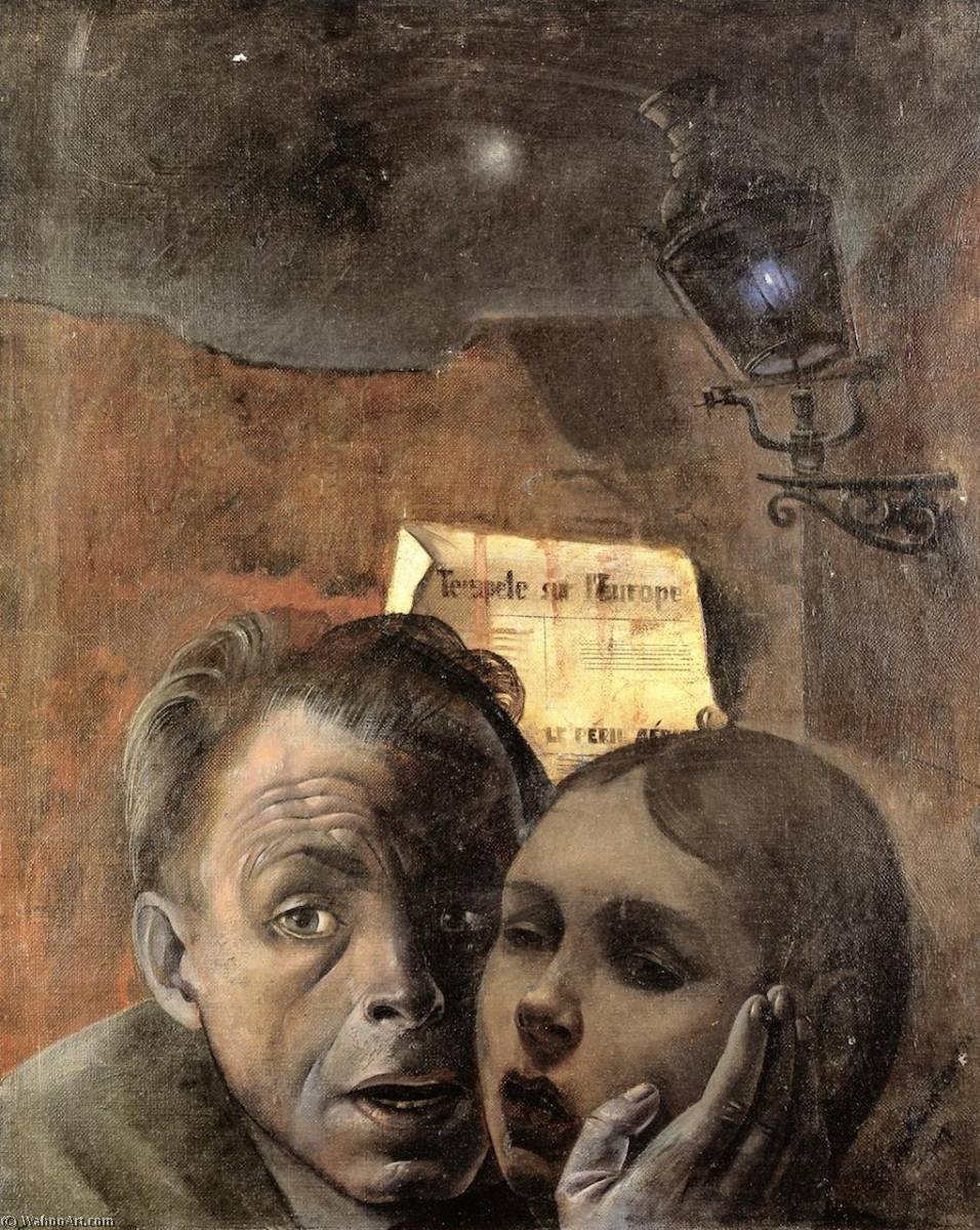 WikiOO.org - Encyclopedia of Fine Arts - Maleri, Artwork Felix Nussbaum - Fear (also known as Self Portrait with His Niece Marianna)
