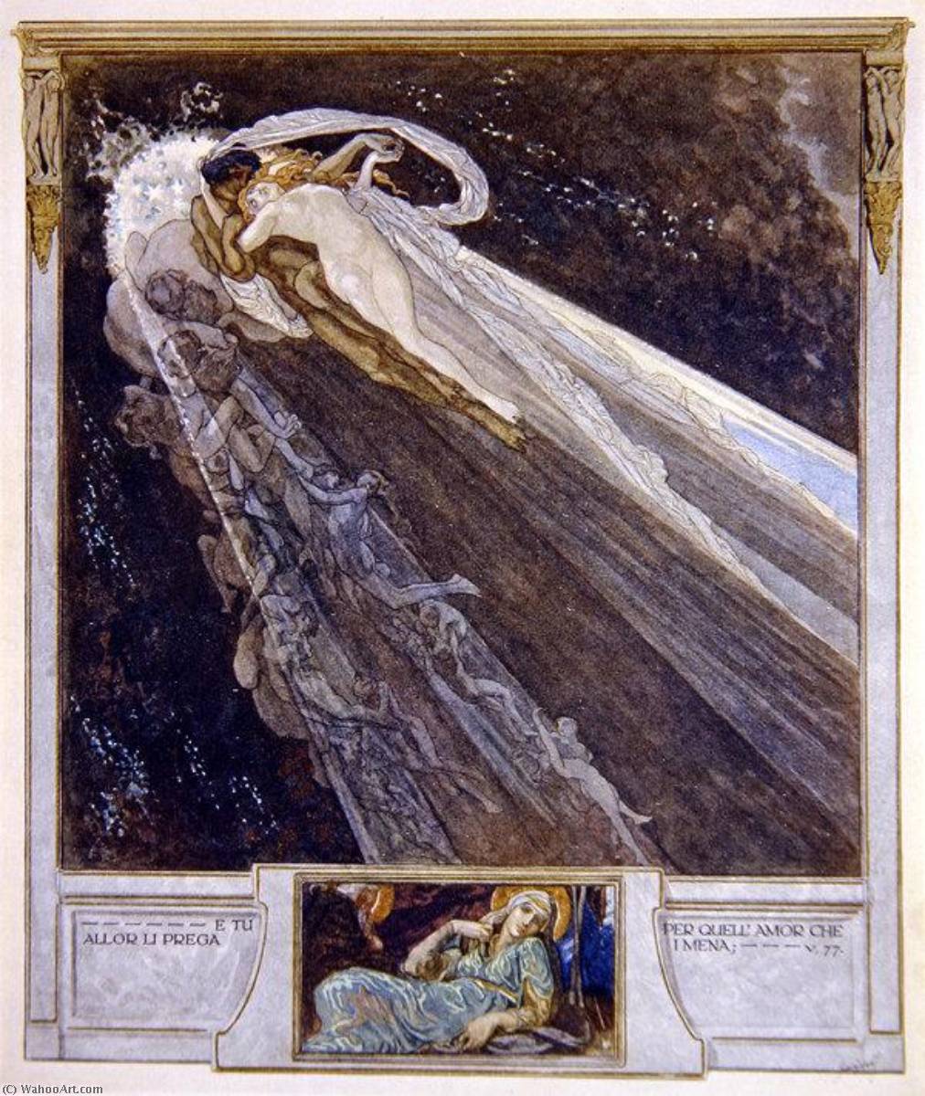 WikiOO.org – 美術百科全書 - 繪畫，作品 Franz Von Bayros - 插图 从 Dante's 'Divine Comedy' , 地狱 , 颂歌 V