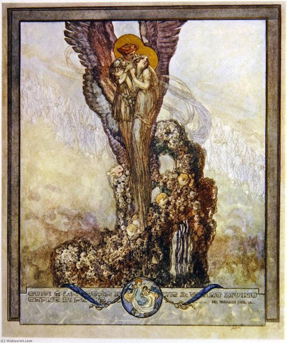 Wikoo.org - موسوعة الفنون الجميلة - اللوحة، العمل الفني Franz Von Bayros - Illustration from Dante's 'Divine Comedy', Paradise, Canto XXIII