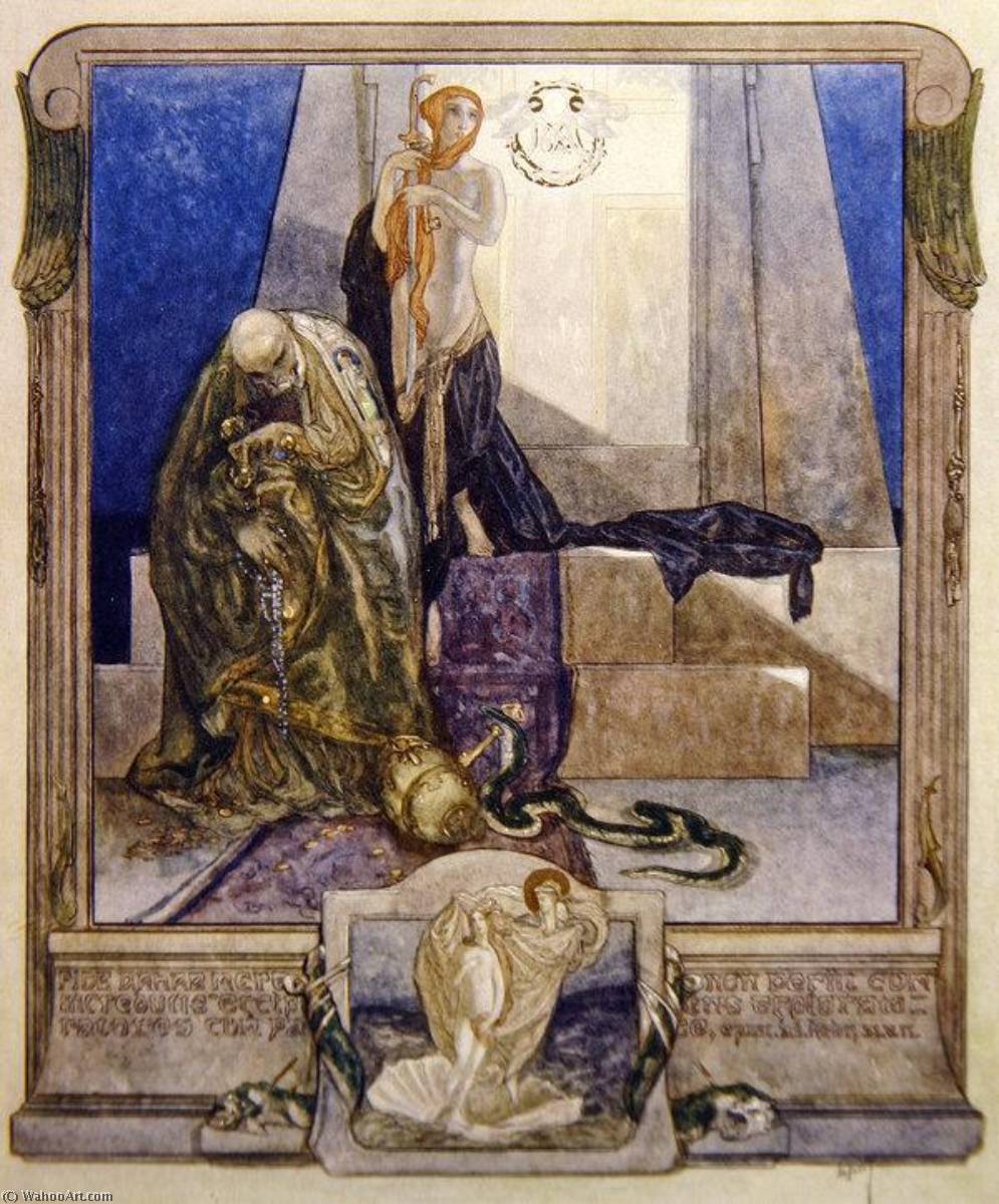 WikiOO.org - Enciclopédia das Belas Artes - Pintura, Arte por Franz Von Bayros - Illustration from Dante's 'Divine Comedy', Paradise, Canto IX