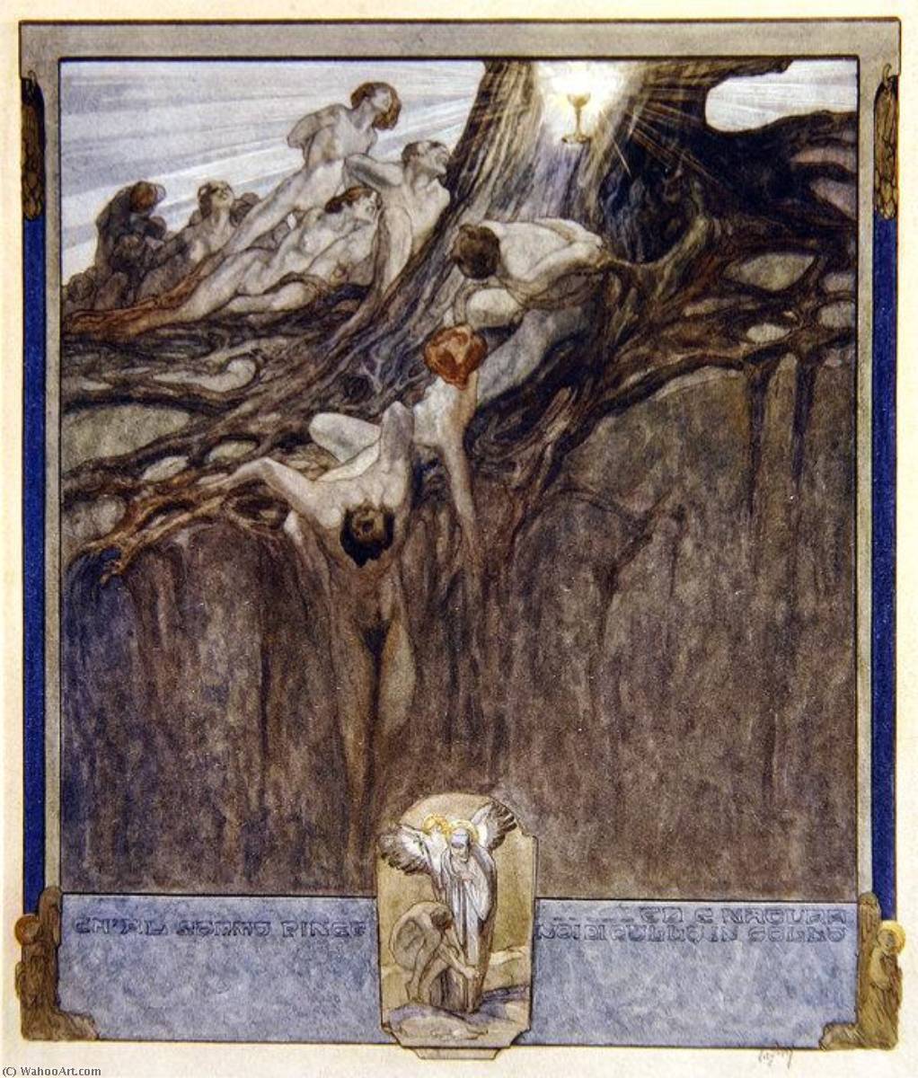 WikiOO.org - دایره المعارف هنرهای زیبا - نقاشی، آثار هنری Franz Von Bayros - Illustration from Dante's 'Divine Comedy', Paradise, Canto IV