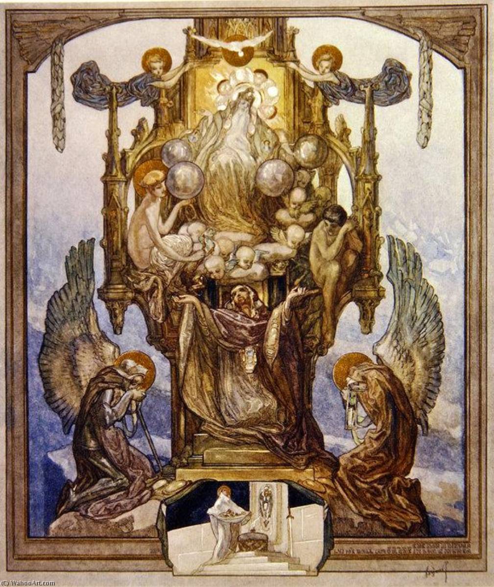 WikiOO.org – 美術百科全書 - 繪畫，作品 Franz Von Bayros - 插图 从 Dante's 'Divine Comedy' , 天堂 , 颂歌 第八