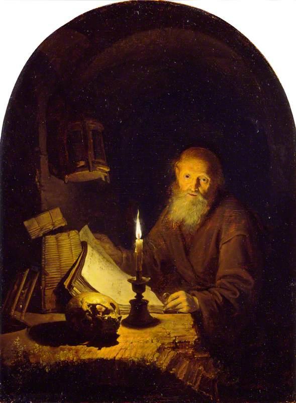 Wikioo.org - The Encyclopedia of Fine Arts - Painting, Artwork by Gerrit (Gérard) Dou - A Hermit