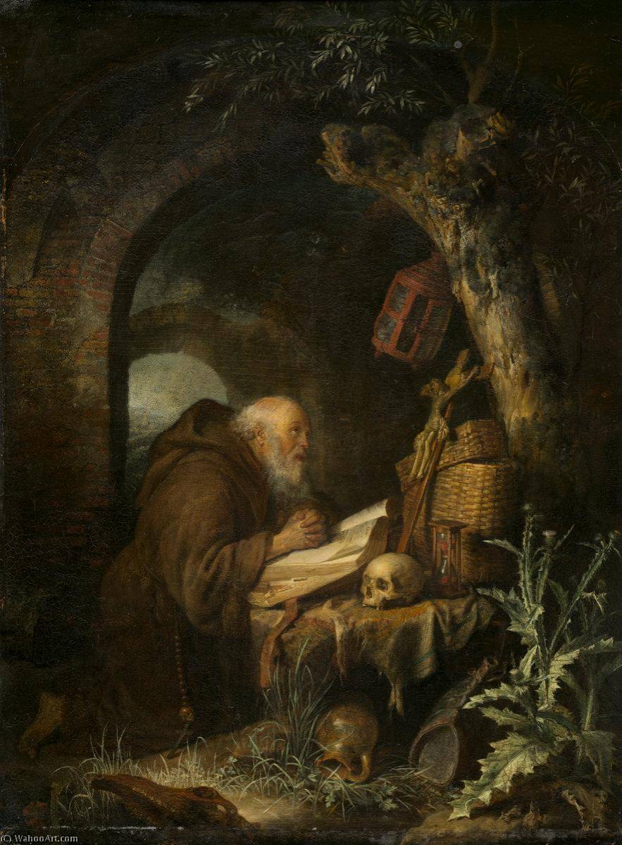 Wikioo.org - The Encyclopedia of Fine Arts - Painting, Artwork by Gerrit (Gérard) Dou - The Hermit