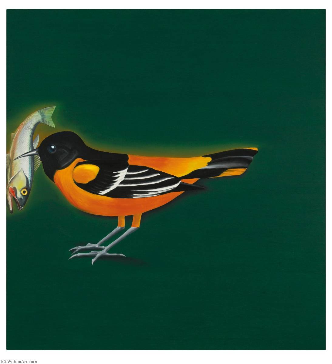Wikioo.org - The Encyclopedia of Fine Arts - Painting, Artwork by Edward Ruscha - Baltimore Oriole Securing Freshwater Fish