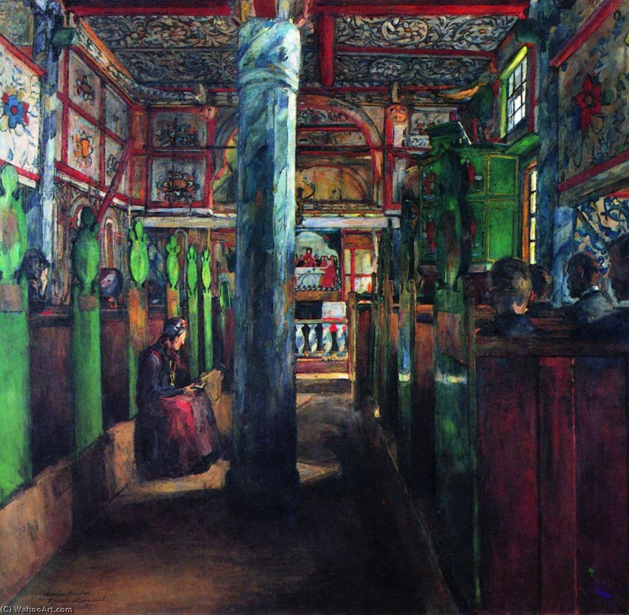 Wikioo.org - The Encyclopedia of Fine Arts - Painting, Artwork by Harriet Backer - Interior frm Uvdal Stave Church