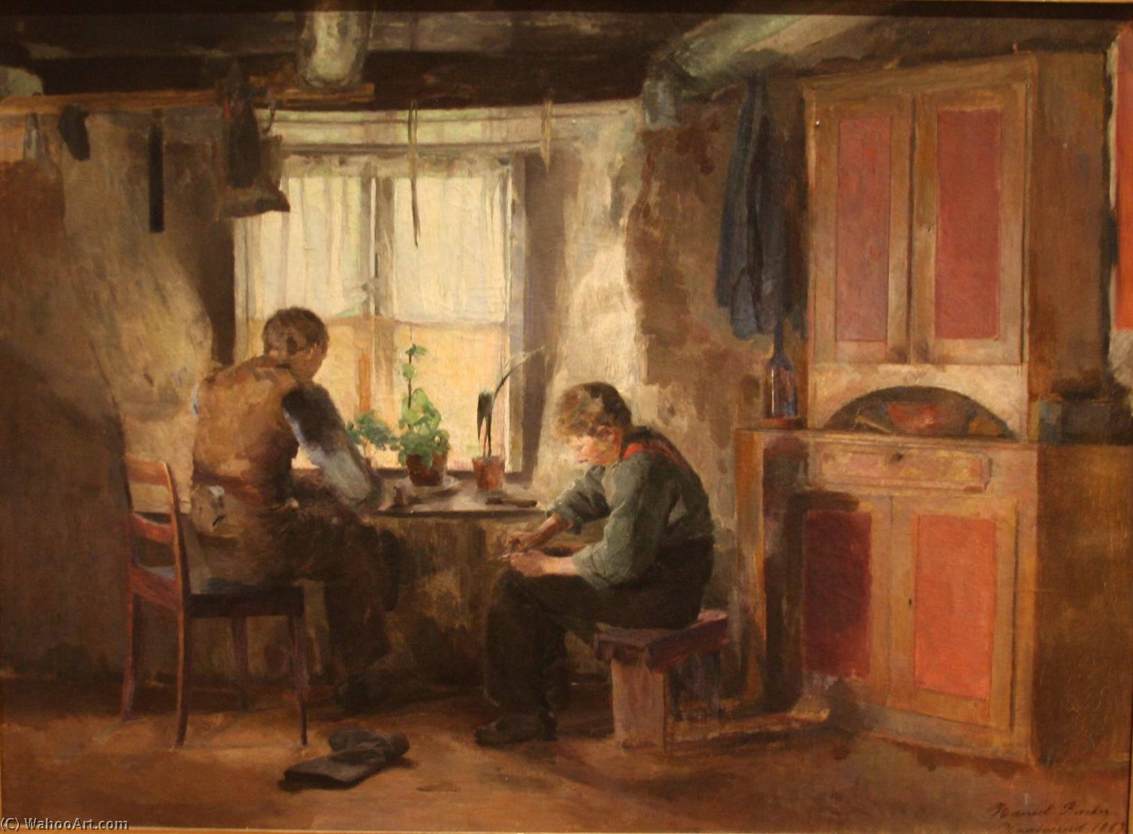 WikiOO.org - Enciclopedia of Fine Arts - Pictura, lucrări de artă Harriet Backer - Norwegian Bygdeskomakere Country Cobblers