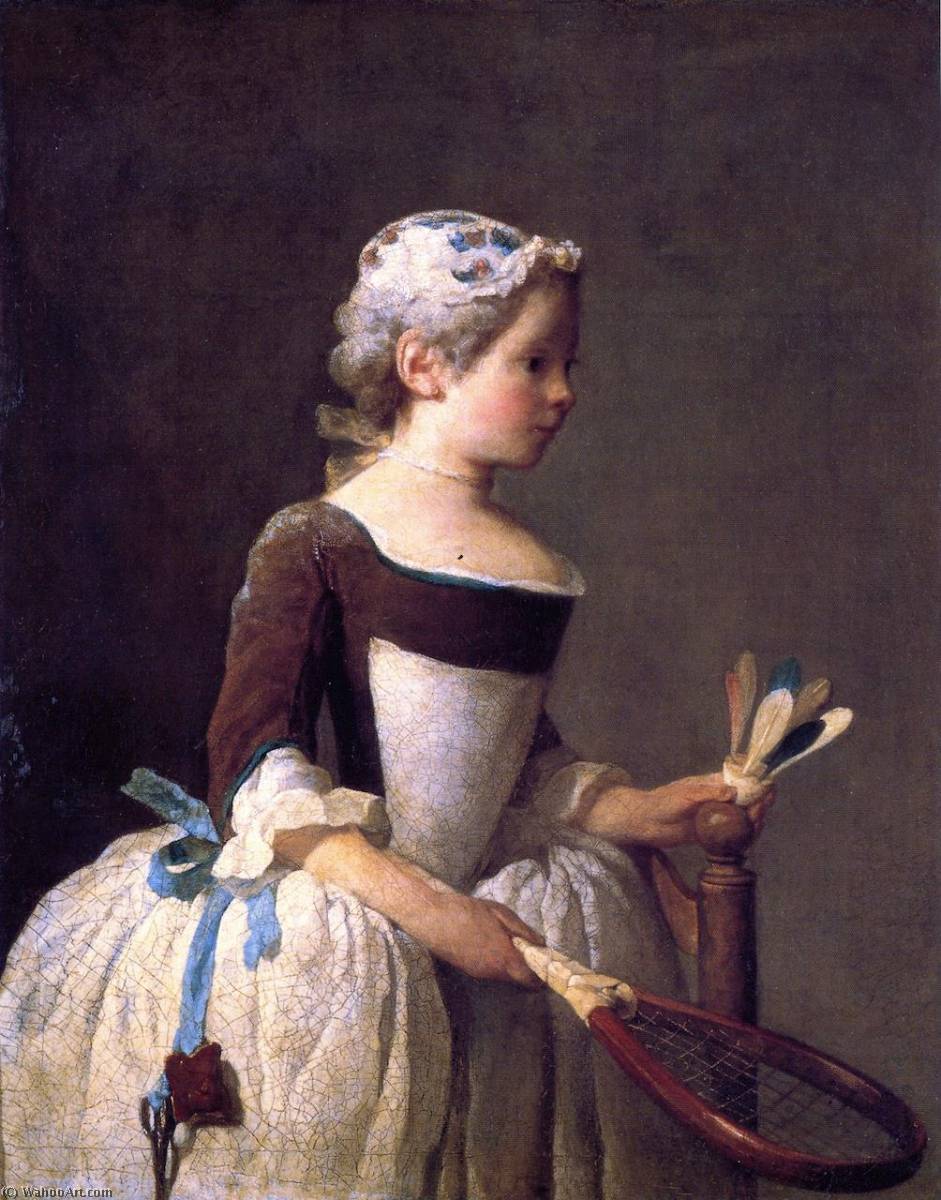 Wikioo.org – La Enciclopedia de las Bellas Artes - Pintura, Obras de arte de Jean-Baptiste Simeon Chardin - Chica con Volante