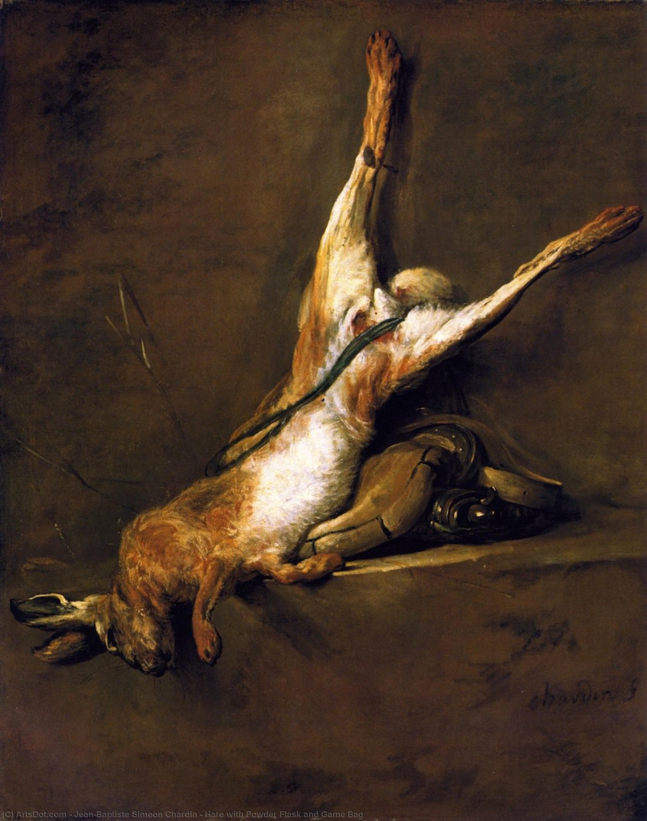 WikiOO.org – 美術百科全書 - 繪畫，作品 Jean-Baptiste Simeon Chardin - 野兔用粉瓶和袋游戏