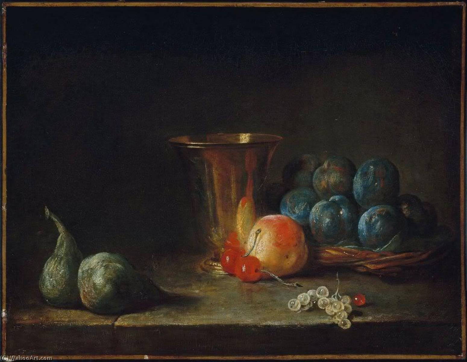 WikiOO.org – 美術百科全書 - 繪畫，作品 Jean-Baptiste Simeon Chardin - 高脚杯 和  水果