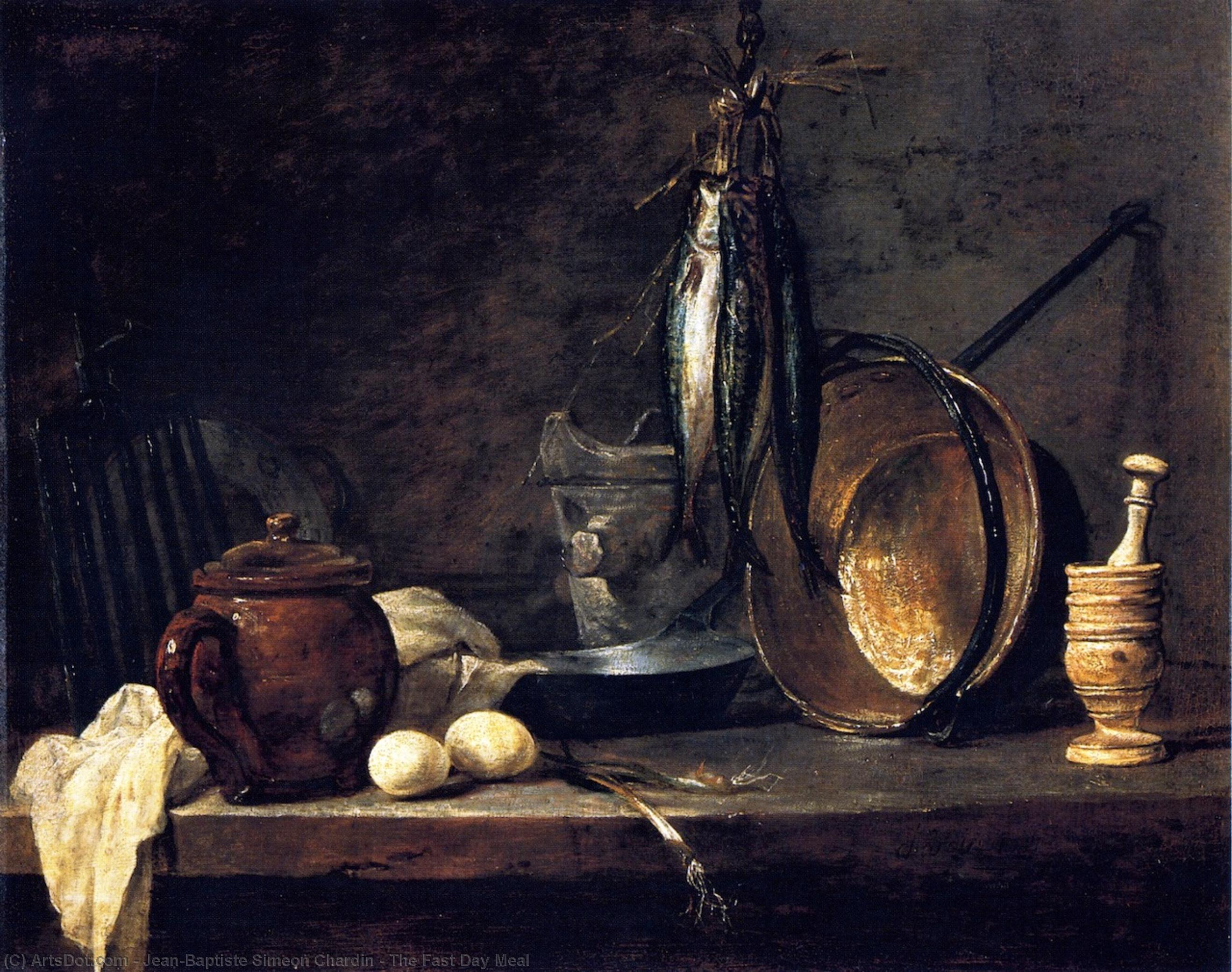 WikiOO.org - Encyclopedia of Fine Arts - Lukisan, Artwork Jean-Baptiste Simeon Chardin - The Fast Day Meal